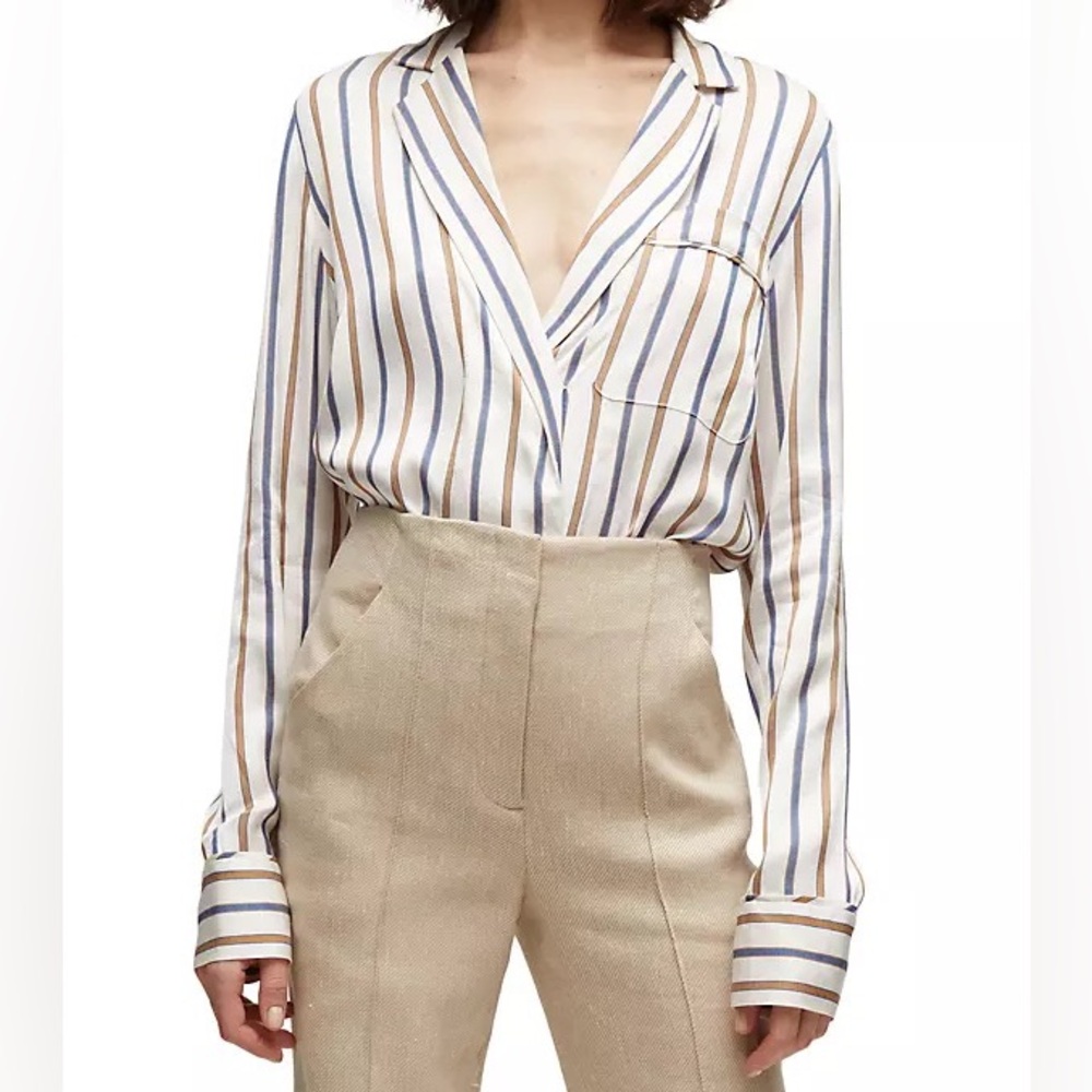 Veronica Beard Lusanne Stripe Long-Sleeve Shirt Size 0